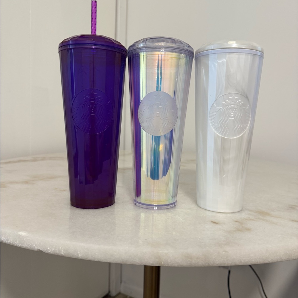 Starbucks  Purple, Iridescent, and White Tumblers